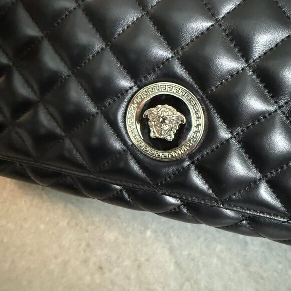 Versace Black Quilted Lambskin Leather Crossbody Shoulder Bag, 1013353, Italy - Picture 8 of 16
